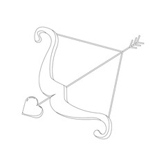 Cupid Bow and Heart Arrow Line Art