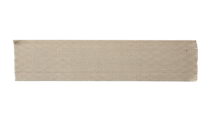 Blank canvas tape strip mockup heavy cloth texture straight alignment rough grain isolated on white background 