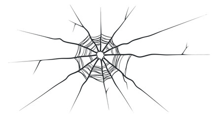 Obraz premium A detailed spider web illustration in black and white outline vector style, suitable for Halloween or nature-themed designs
