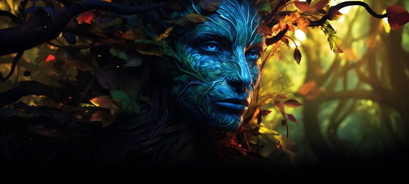 silhouette of Troll dryad ,generative AI