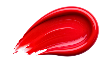 Red Lipstick Smear in Vibrant Glossy Finish with Dynamic Brush Stroke for Beauty Product