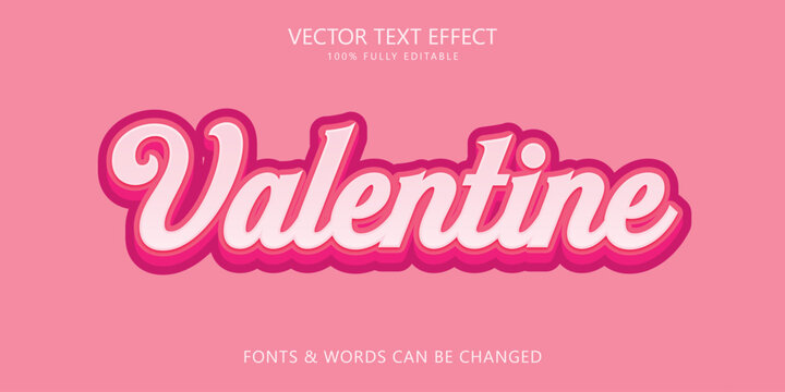 Happy valentine day typography handwritten editable text effect.