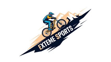 Dynamic illustration of a mountain biker speeding down a challenging trail, embodying the adrenaline, speed, and adventure of extreme outdoor sports and competitive cycling © morph
