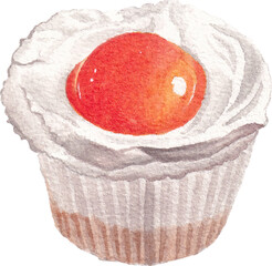 Cupcake dessert watercolor illustration for branding