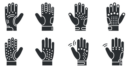 Fototapeta premium A set of various hand gesture icons in black and white vector style, ideal for technology and wearable device design