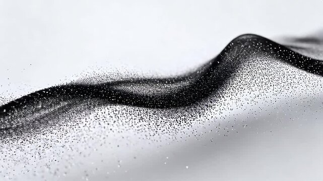 Abstract black and white wave formed by dense flowing particles