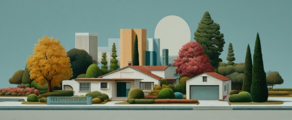 Creative suburbia scenes dance like a quirky symphony of innovation and everyday life.