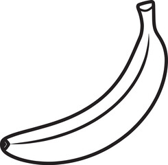 Banana Fruit Silhouette Outline Vector Icon &ndash; Minimal Flat Black Line Design