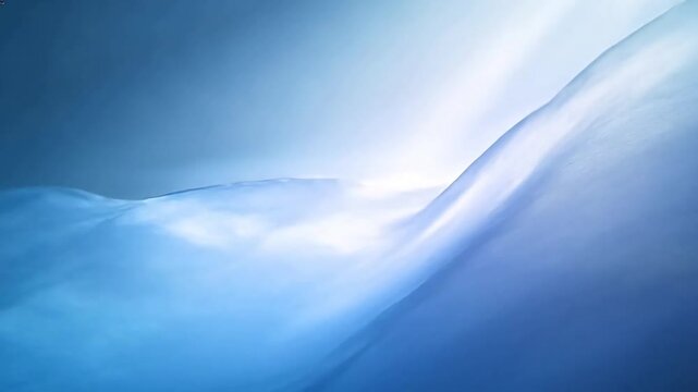 Blue silk fabric draping with smooth curves and flowing folds