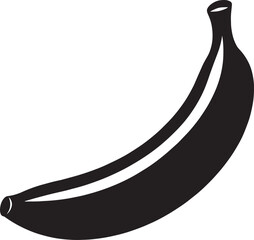 Banana Fruit Silhouette Vector Icon &ndash; Flat Black Minimal Food Illustration Isolated on White