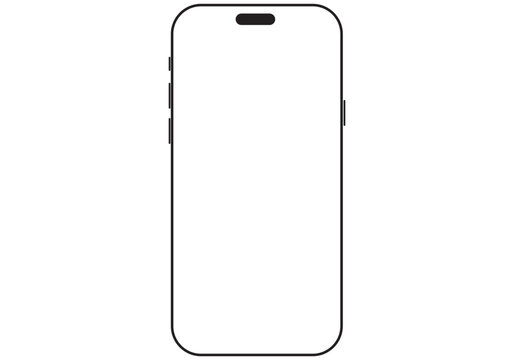 smartphone mockup with blank white screen in flat, line and realistic style, detailed mobile phone mockup, black and white models smartphone front view, model 3D mobile phone iphone