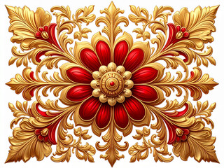 red and gold floral ornament