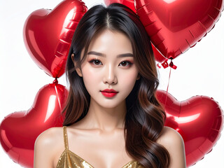 girl with heart shaped balloon