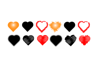 Heart doodles set. Hand drawn hearts collection. Romance and love illustrations.