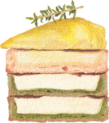 Bakery dessert watercolor illustration set for design