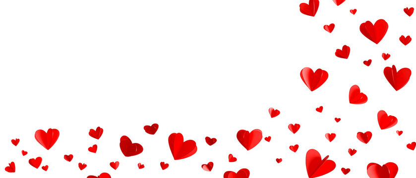red hearts border isolated on transparent background