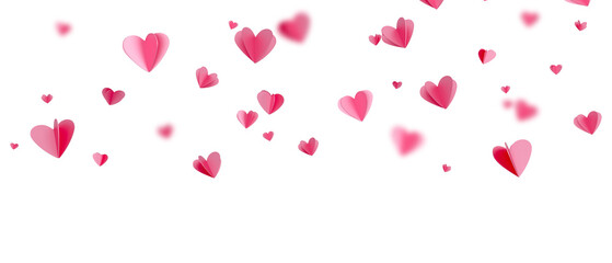 Pink hearts flying isolated on transparent background © Kstock