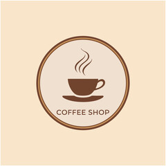 Obraz premium Steaming Coffee Cup in a Circle Emblem at a Specialty Coffee Shop, b15.svg Illustration