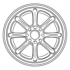 Obraz premium Elegant Wheel Artistry: Minimalist Line Art | Clean, isolated vector art for creative projects.
