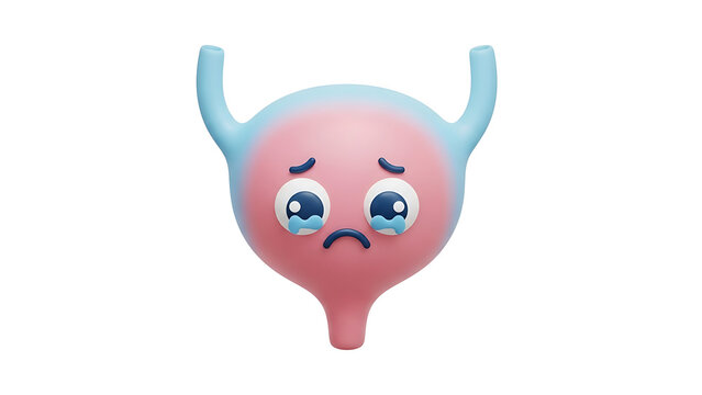 Sad Crying Bladder 3D Character Illustration