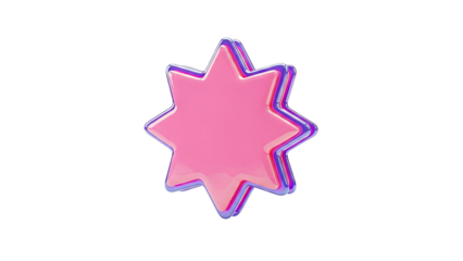 Pink Star with Purple Outline on White Background