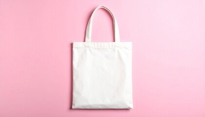 Blank White Canvas Tote Bag Mockup on Vibrant Pink Background with Soft Studio Lighting