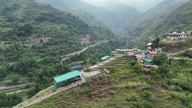 Aerial view of Chakrata mountains near the Tiger Falls entrance in Uttarakhand,India