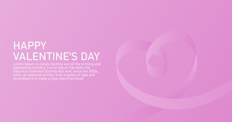 Happy Valentines Day Gift Presentation Template with Pink Ribbon on Pink background