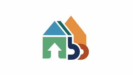 Obraz premium Abstract house logo with upward arrow and number five.