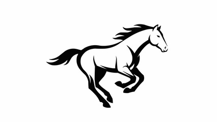 Naklejka premium Black and white illustration of a galloping horse.