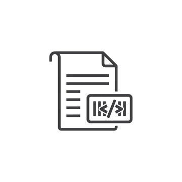 Close-up of a content document with code snippet icon for digital programming and development work