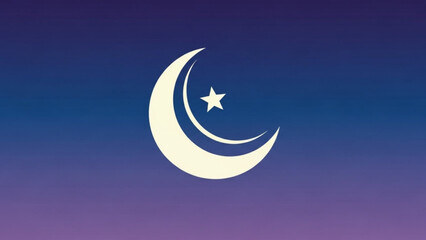 Obraz premium Crescent Moon with Star on Gradient Purple Blue Background