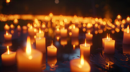 Candlelight Vigil at night with glowing candle