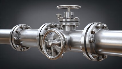 Industrial Pipeline with Two Valves and Flanges image