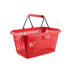 Bright Red Shopping Basket for Carrying Items at a Grocery Store or Market