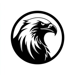 Fototapeta premium Eagle head in profile inside a black circle illustration