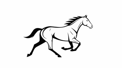 Obraz premium Line Art Illustration of a Galloping Horse.