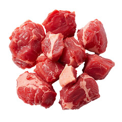 Fresh Cuts of Beef Gathered on a White Surface Ready for Cooking or Preparation