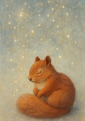 Obraz premium Dreamy squirrel under stars