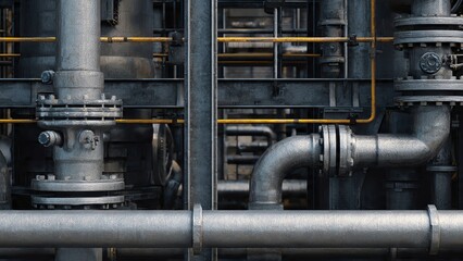 Industrial refinery pipes and complex machinery detail Keywords: industrial, refinery, pipes