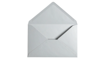 Overhead shot of a slightly open white envelope against a solid black background