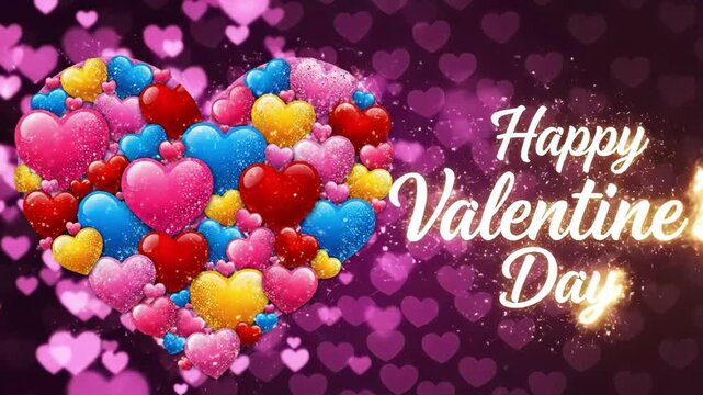Bunch of red and pink heart shaped foil balloons indoors