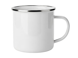 White enamel mug isolated on transparent background