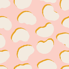 Dreamy Organic Blobs Seamless Vector Pattern. Gentle Irregular Dots Texture. Minimal Sky Shapes Tile 