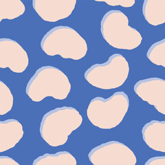 Dreamy Organic Blobs Seamless Vector Pattern. Gentle Irregular Dots Texture. Minimal Sky Shapes Tile 