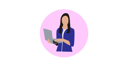 girl using laptop illustration- businesswoman working on laptop illustration
