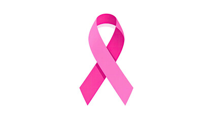Pink and magenta ribbon isolated on a stark black background, symbolizing awareness