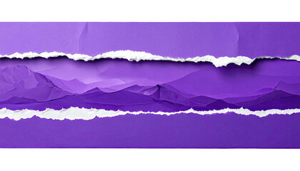 Purple paper art, torn with visible edges creating an abstract landscape or mountain range
