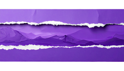 Purple paper art, torn with visible edges creating an abstract landscape or mountain range