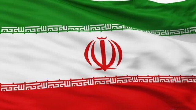 Waving Iranian flag with vibrant green, white, and red colors